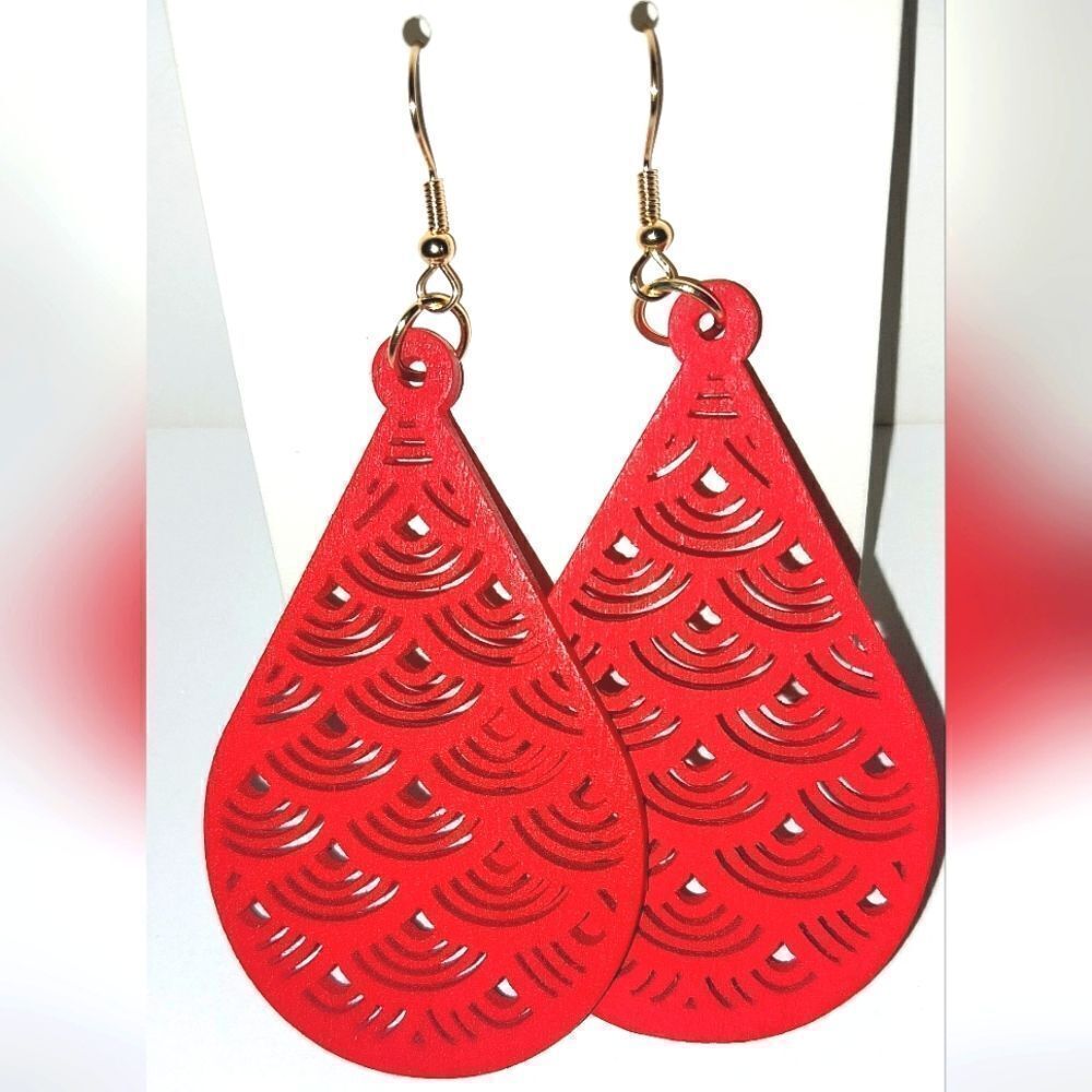 Gorgeous hollow wooden earrings